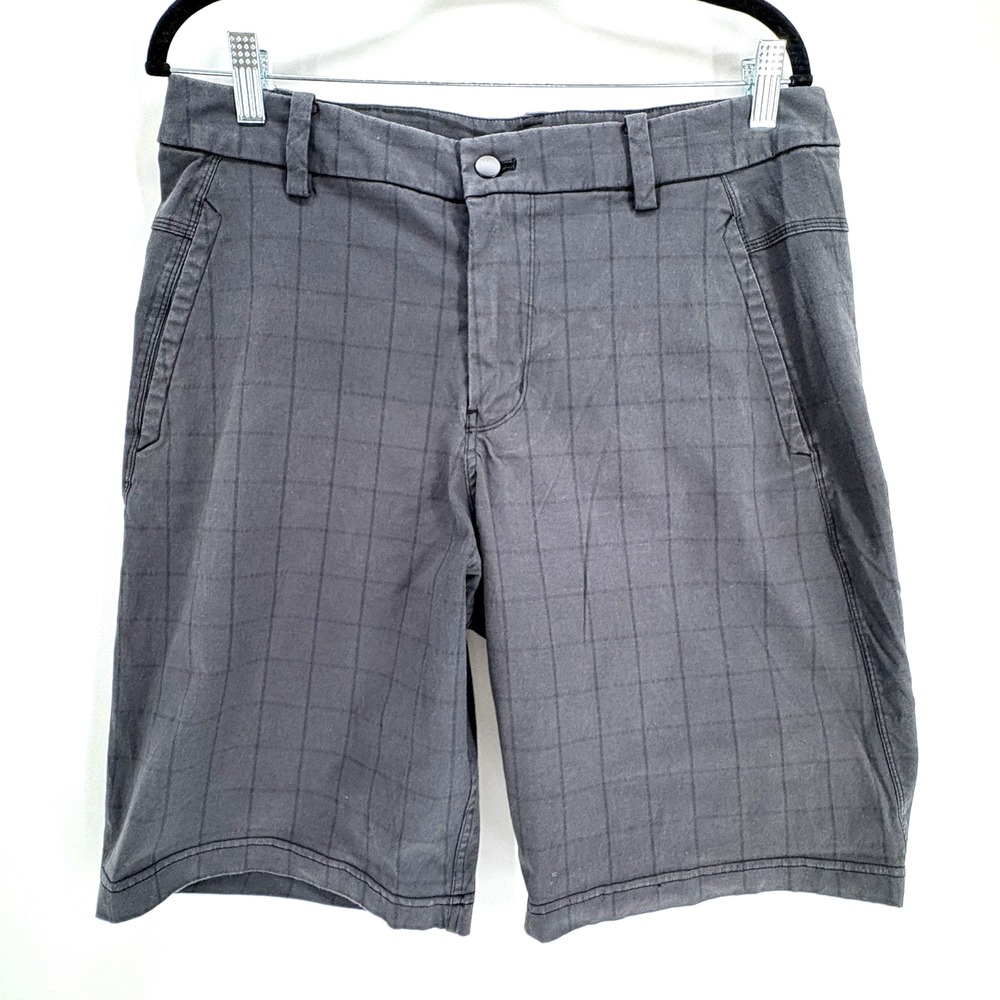 Lululemon Commission Shorts Mens 36 Gray Classic Fit Windowpane Golf Chino
